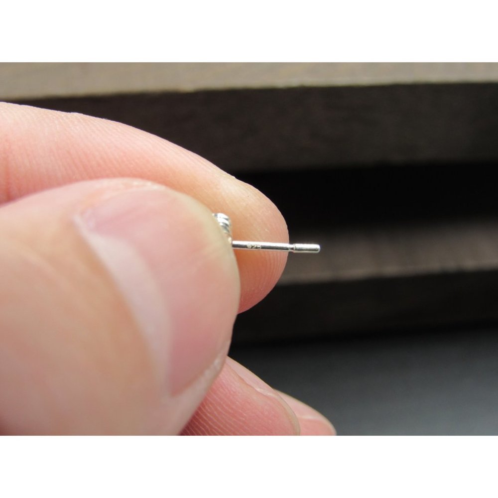 Sterling Silver Simple Cube Crystal Dangle Earrin… - image 4